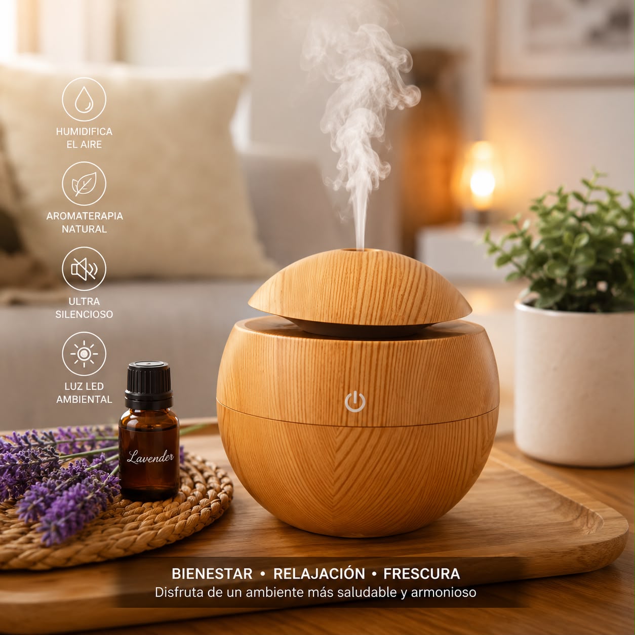 Humidificador Aromatico Con Diseño Madera