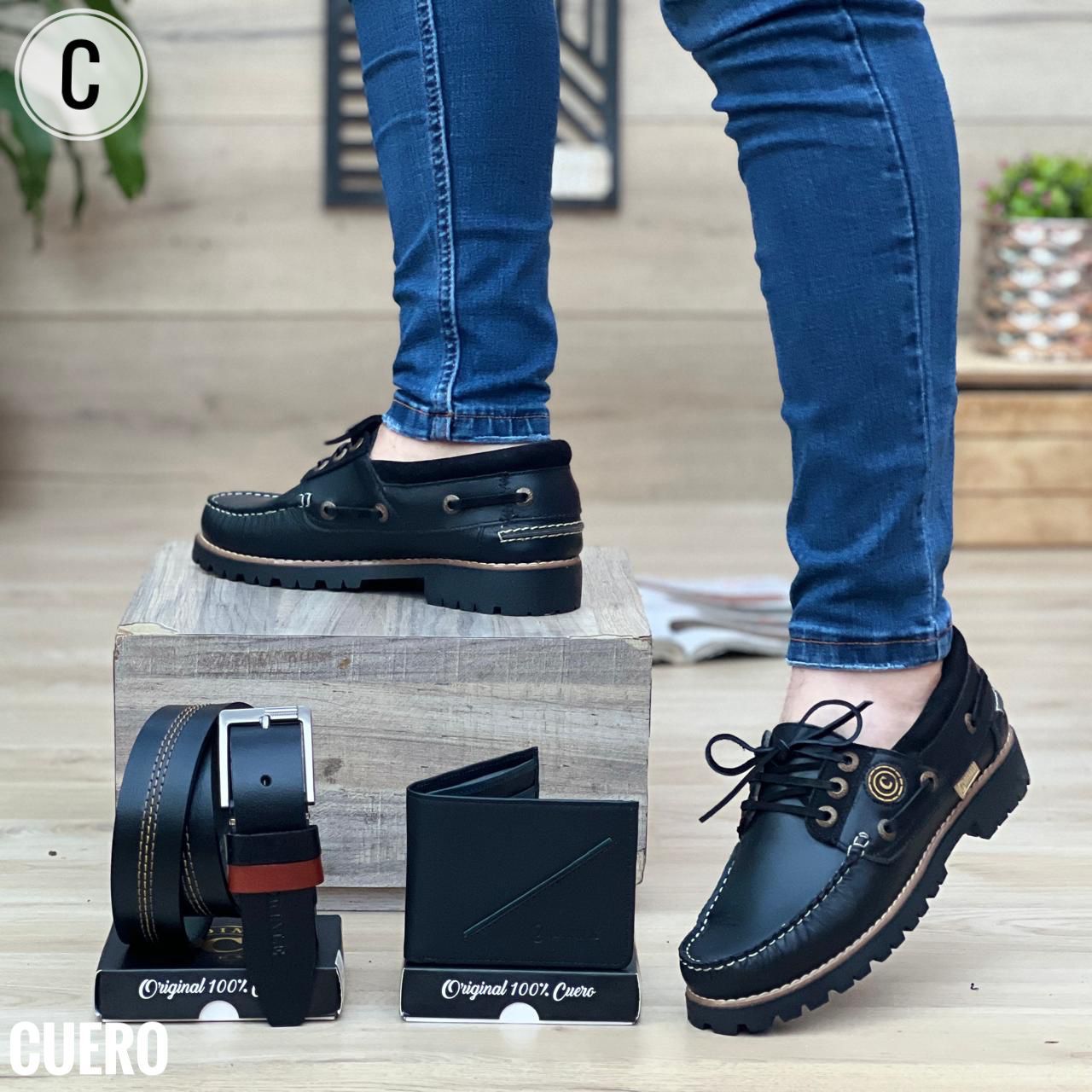 TRÍO ZAPATO + CORREA + BILLETERA
