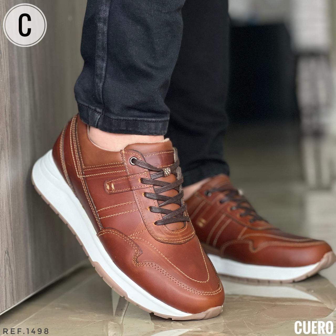 ZAPATO SPORT EN CUERO ENCERADO SUELA EN T.R