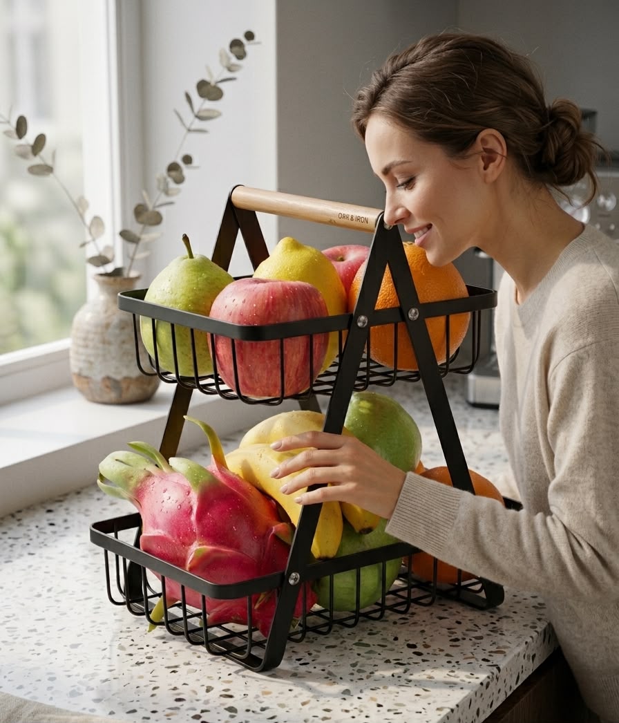 Cesta de Frutas de 2 Niveles Premium