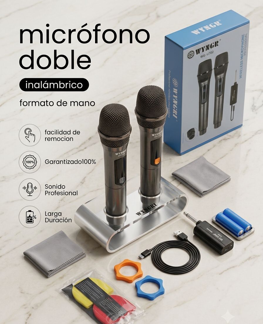 Micrófono Doble Inalámbrico Wyngr WG-U702: Sonido Profesional sin Límites